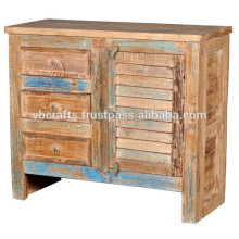 recycle wood cabinet with shutter panel and drawer